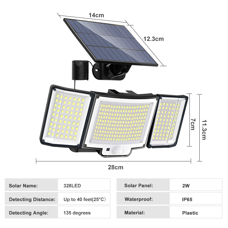 Solar Spotlights IP65 Waterproof Motion Sensor Human Induction Solar Flood Security Lights