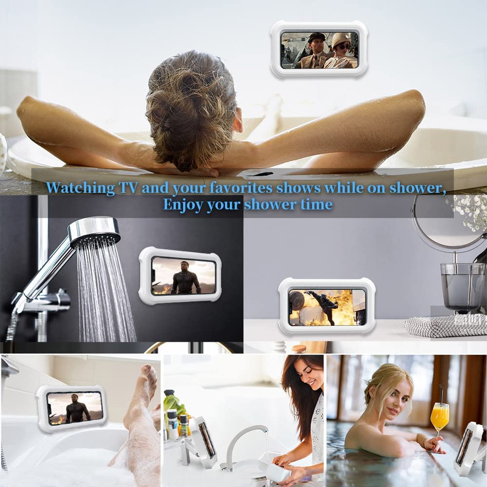 Wall mount Waterproof Shower Phone Holder with 480° Angle Rotation for Bathroom and Kitchen